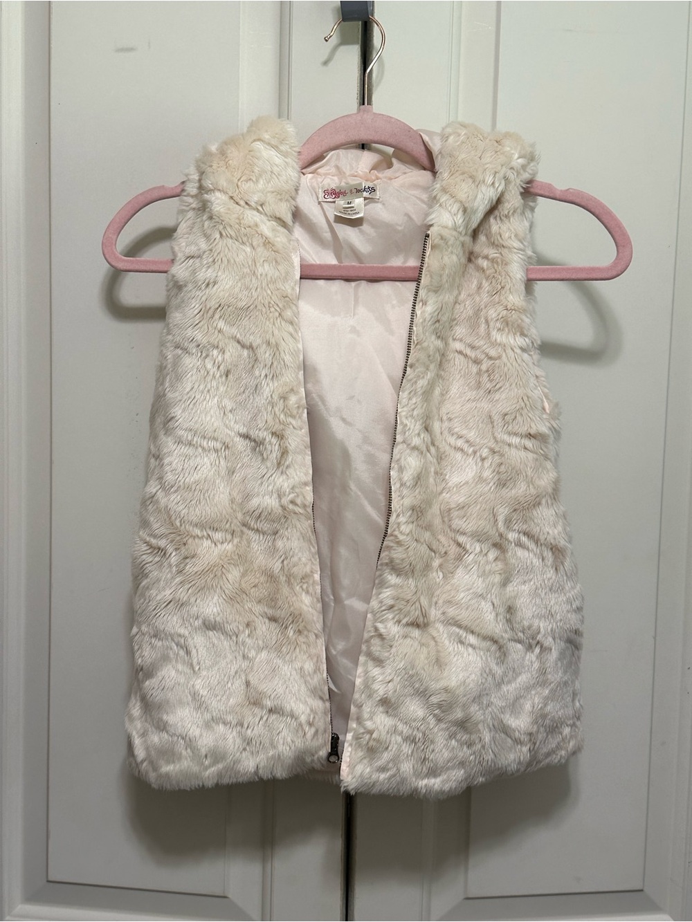 Ragdoll & Rockets. Cream Faux Fur Hooded Vest